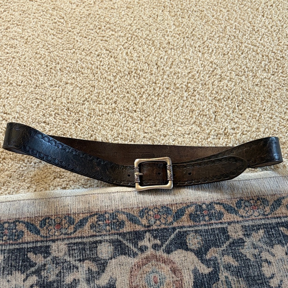 Fossil Black Leather Belt with Silver Buckle